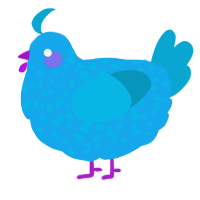 A sky and cerulean chicken with a speckle pattern