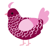 A maroon and pink chicken with a lace pattern