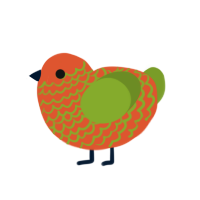 Persimmon, a vermilion and chartreuse chicken with a lace pattern