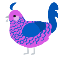 A orchid and ultramarine chicken with a lace pattern