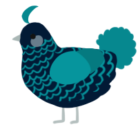 A tumblr and teal chicken with a lace pattern