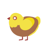 Spongebob, a brown and yellow chicken with a head pattern