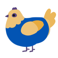 A ultramarine and honey chicken with a head pattern