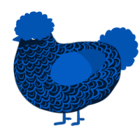 A tumblr and ultramarine chicken with a double-lace pattern