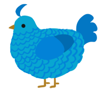 A cerulean and sapphire chicken with a lace pattern