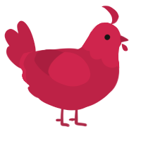 A crimson chicken with a head pattern