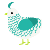 A white and turquoise chicken with a lace pattern