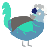 A brown and crimson chicken with a half-bar pattern