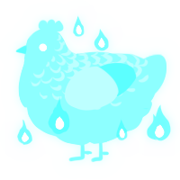 A aqua chicken with a half-lace pattern