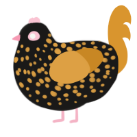 A sable and orange chicken with a speckle pattern