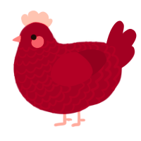 A maroon chicken with a lace pattern