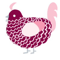 A maroon and rose chicken with a lace pattern
