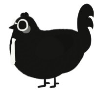 A black chicken with a lace pattern
