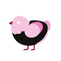 Hot Topic, a black and pink chicken with a head pattern