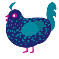 A navy and sea chicken with a speckle pattern