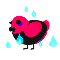 A black and wine chicken with a head pattern