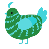 A viridian and aqua chicken with a bar pattern