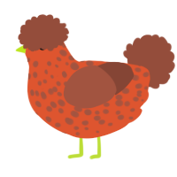A vermilion and russet chicken with a speckle pattern