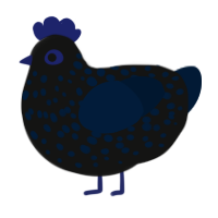 A black and tumblr chicken with a speckle pattern