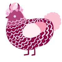 A maroon and rose chicken with a lace pattern