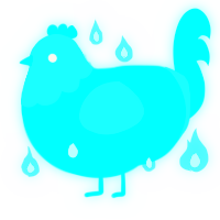 A aqua chicken with a head pattern