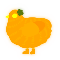 A orange chicken with a bar pattern