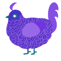 A indigo and blurple chicken with a double-lace pattern