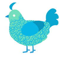 A mint and cerulean chicken with a double-lace pattern