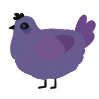 A indigo and violet chicken with a lace pattern