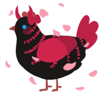 A sable and crimson chicken with a half-bar pattern