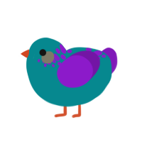 Sullivan, a teal and violet chicken with a neck-speckle pattern