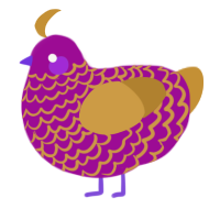 A plum and gold chicken with a lace pattern