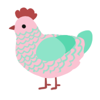 A rose and mint chicken with a lace pattern