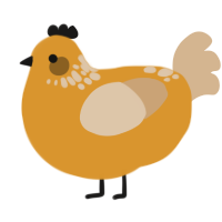 A orange and beige chicken with a neck-speckle pattern