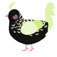 A black and apple chicken with a half-lace pattern