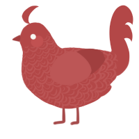 A red chicken with a double-lace pattern