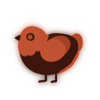 A sable and crimson chicken with a head pattern