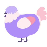 A lilac and rose chicken with a head pattern