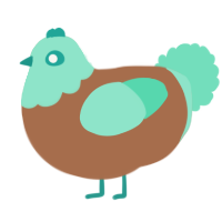A brown and mint chicken with a head pattern