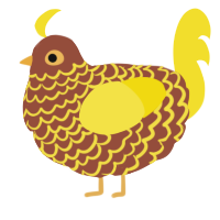 A russet and yellow chicken with a lace pattern