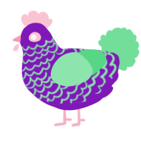 A violet and spring chicken with a lace pattern