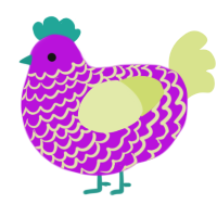 A amethyst and lemon chicken with a lace pattern