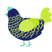 A navy and lime chicken with a lace pattern