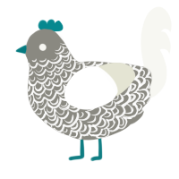 A ash and white chicken with a double-lace pattern