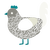 A ash and white chicken with a double-lace pattern