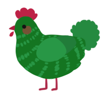 A leaf and viridian chicken with a bar pattern