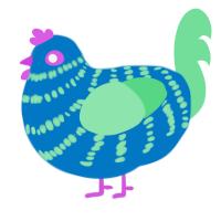 Fluorite, a sapphire and spring chicken with a bar pattern