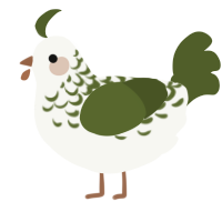 A white and olive chicken with a half-lace pattern