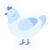A white and silver chicken with a head pattern