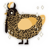 A black and honey chicken with a double-lace pattern